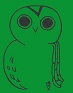 Stylised image of black owl on green background