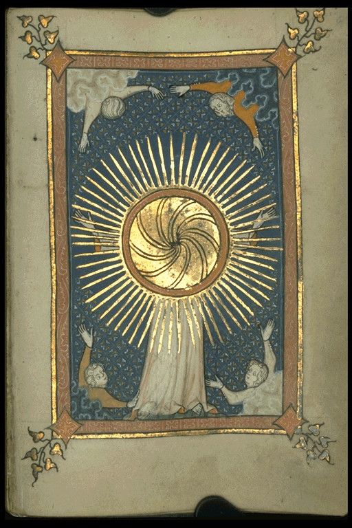 Medieval illustration of the Sun in gold leaf
