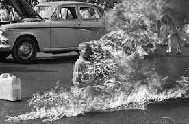 Image of the self-immolation of Thic Quan Duc, a Vietnamese Buddhist monk.